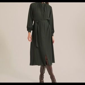 Modern Citizen Remy Tie-Front Dress, Dark Olive, L